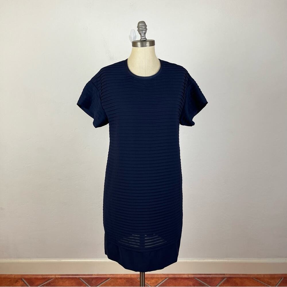 J. Crew Navy Tiered Capped Sleeve Shift Dress - Picture 1 of 7